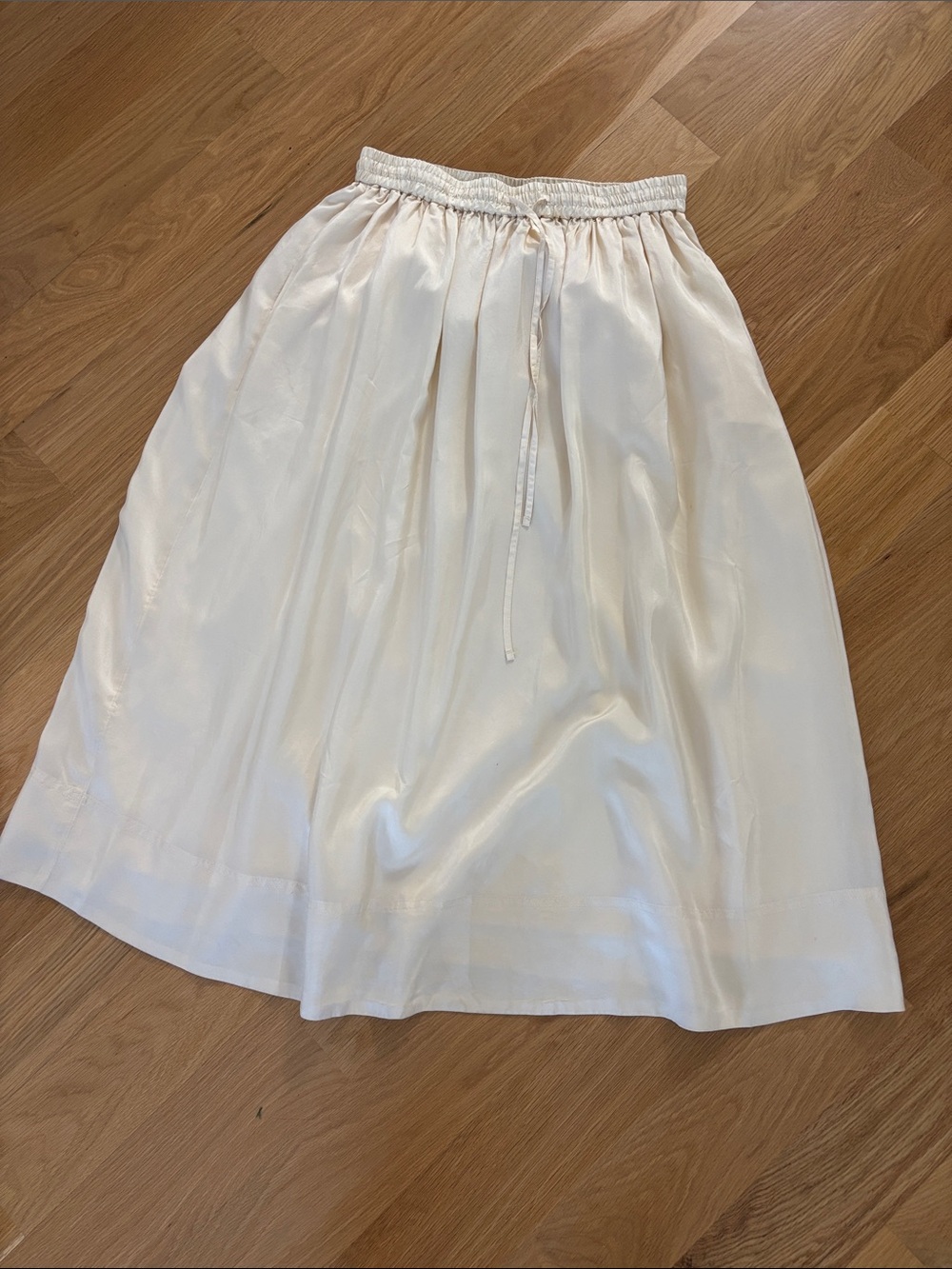 J. Crew Cream Elastic-Waist Midi Silk Silk size S